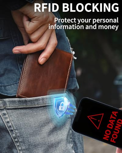 Image of Artpaxy Mens Wallet Bifold Genuine Leather RFID Blocking Wallet for Men with 1 ID Windows 13 Card Holders 2 cash pockets 1 Gift Box