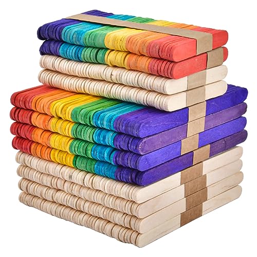 600 palitos de piruletas de colores mixtos para manualidades, palos de madera para manualidades, palitos de paletas de colores, palitos de madera para helados, palitos gigantes de 4.5 pulgadas, mini
