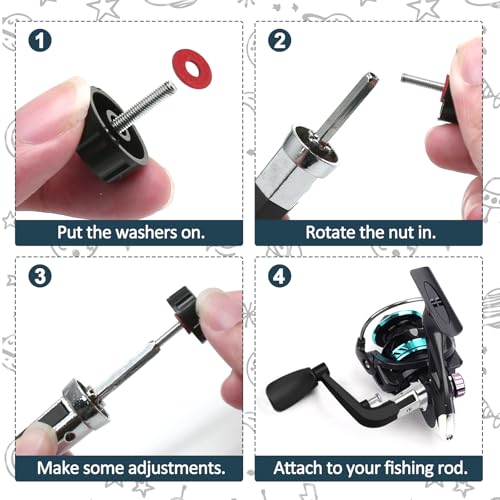 vibedor 2PCS Fishing Handles Spinning Reel Knob Replacement, Wood Handle Reel Grips Spinning Handle Replacement for Fishing Reel 5000-7000 Series