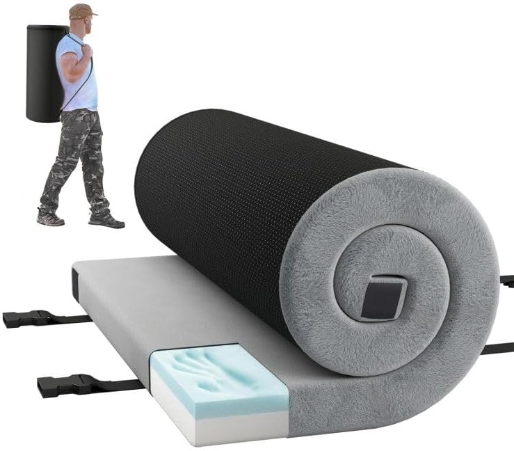 Foldable Indoor Outdoor Sleeping Mat with High Density Foam Cushion and Carrying Bag, Portable Camping Pad for Tent, Guest Room, and Travel