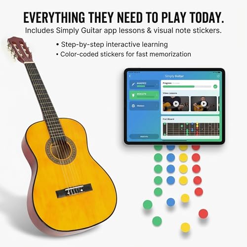 RockJam Musik Alley klassische akustische Gitarre Kinder Gitarre & Junior-Gitarre, natur, 30.0, MA34-N