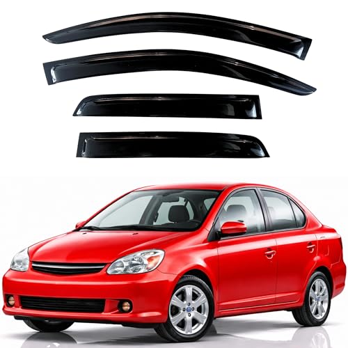 Image of KPY Rain Guards Fit for 2000-2005 Toyota Echo Sedan, Out-Channel Window Visors Vent Wind Deflectors 4PC, Car Accessories for 00-05 Echo Sedan