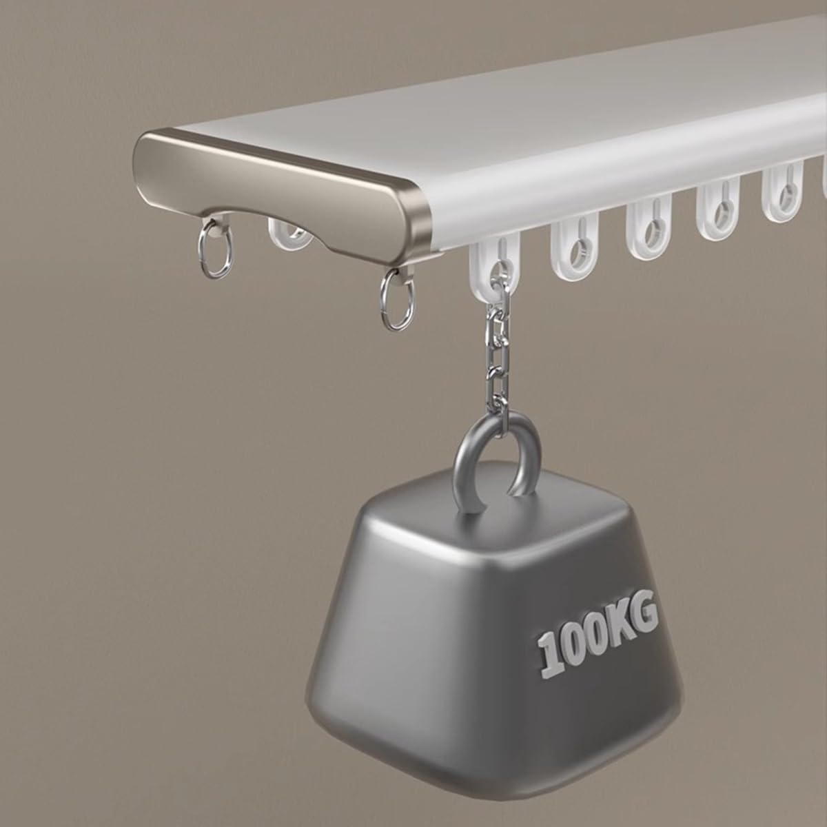 Wytrzymały karnisz sufitowy z podwójnym szynem – zestaw aluminiowych karniszy do montażu sufitowego – 200 cm (szampański, 100 cm x 2) - idealny do zasłon i zasłon