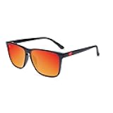 Fast Lanes Polarized Sunglasses for Men & Women - Impact Resistant Lenses & Full UV400 Protection, Matte Black Frames/Red Sunset Lenses