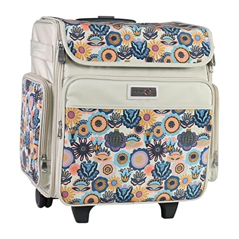 Everything Mary Rolling Craft Bag, Floral - Papercraft Tote with Wheels for Scrapbook & Art Storage - Organizer Case for IRIS Boxes, Supplies, and Accessories - for Teachers & Medical Cover