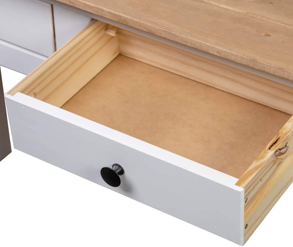 Wooden Writing Computer Desk with 2 Drawers, Home Office Desk Writing Study Table for Bedroom, Console Table for Living Room, White 43.3"x15.7"x28.3"(G)