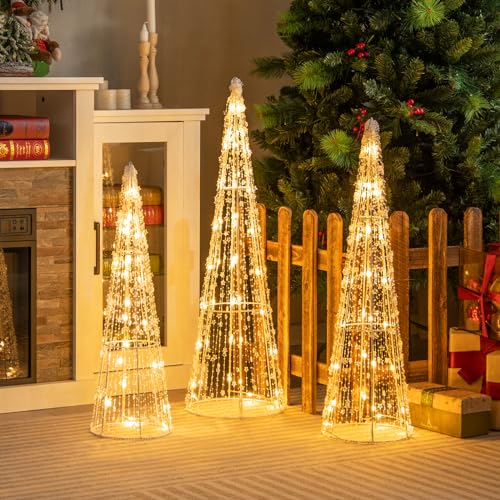 GOPLUS 3er Set LED Weihnachtsbaum, Pyramide Lichterbaum Weihnachten...