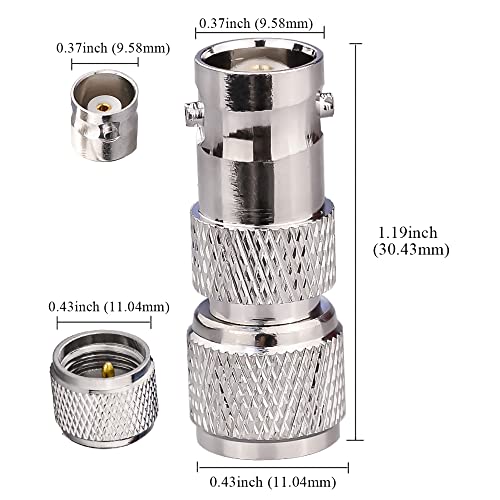 TUOLNK Pack 2 Conectores Mini UHF Macho a BNC Hembra coaxial miniatura 2