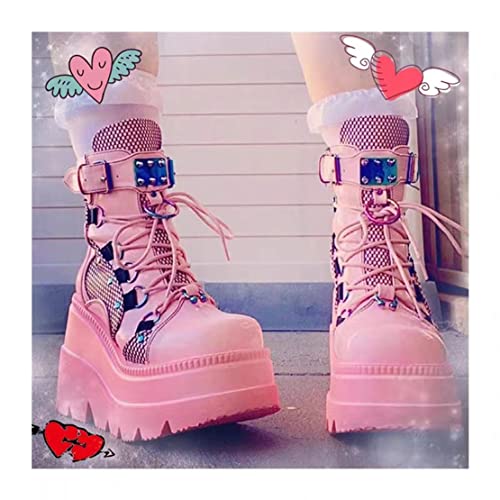 Image of Ulalaza Women Mary Jane Dress Pumps Lolita Shoes Cute Platform Gothic Double Ankle Strap Round Toe Chunky Heel Uniform Pumps Shoes Perfect for School Party Business Work Dance Date Night Club