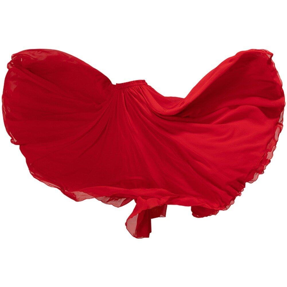 Gonna di Danza del Ventre Gonna a 720 Gradi Gonna di Flamenco Gonna Lunga a Strati Gonna Elegante in Raso per Costume Spagnolo