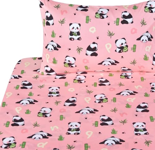 La mejor selección de Ropa de cama y almohadas disponible en línea. 44 J-pinno - Juego de sábanas de bambú de panda rosa para niños y niñas, 100% algodón, sábana encimera + sábana bajera + funda de almohada + juego de regalo para decoración de...