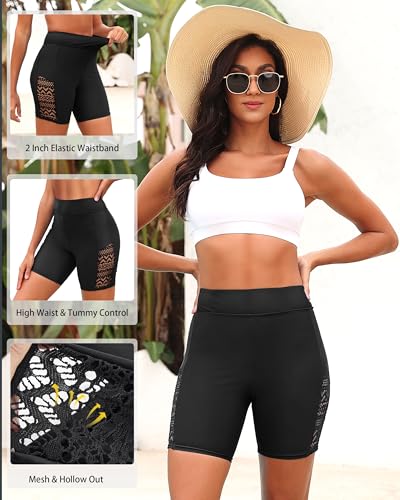 7" Swim Shorts Women - High Waisted Bathing Suit Shorts Tummy Control Boy Short Swimsuits Lace 2025 Swimwear Bottom2