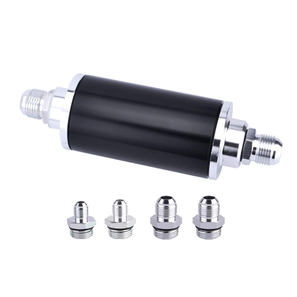 Car 100 Micron Element Aluminum Fuel Filter Inline With AN6 AN8 AN10 Adaptor Fittings Car Interior Accessories (Color : Black)