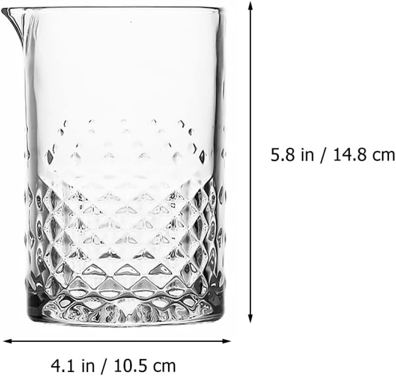 BESTOYARD 1pc Professional Cocktail Mixing Glass Thick Bottom Crystal Stirring Glass for Bartending Home Parties - Carved Design for Stability and Comfort