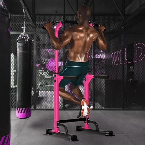 Image of DlandHome Power Tower Pull Up Dip Station Multi-Function Fitness Equipment for Strength Training Adjustable Height Dip Stand for Home Gym