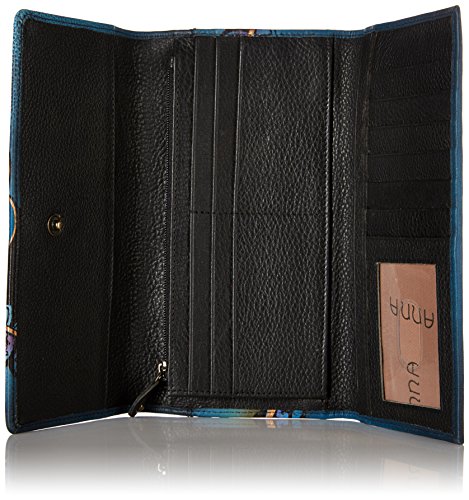 Anna By Anuschka Women's Hand Painted Genuine Leather Multi Pocket Wallet - Denim Paisley Floral #TOP3