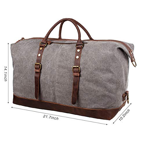 S-ZONE Oversized Leather Canvas Duffel Shoulder Weekender Mens Overnight Bag