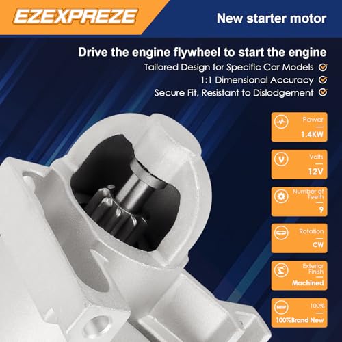 Image of Ezexpreze Starter New for 99-03 Chevrolet S10 2.2L, 97-05 Malibu 3.1L, 00-05 Impala 3.4L, 97-01 Lumina 3.1L, 99-03 GMC Sonoma 2.2L, 01-05 Pontiac Aztek Grand Prix Am 3.4L, 97-05 Buick Century