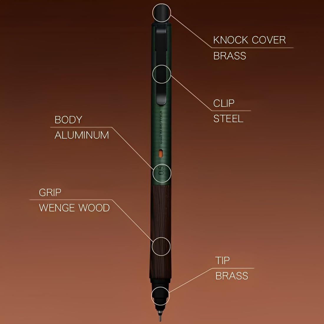 Uni Kuru Toga Wood, 0.5mm Mechanical Pencil, Auto Lead Rotation, Wooden Grip and Metal Body, Steel Grey (M5KW1P.23)