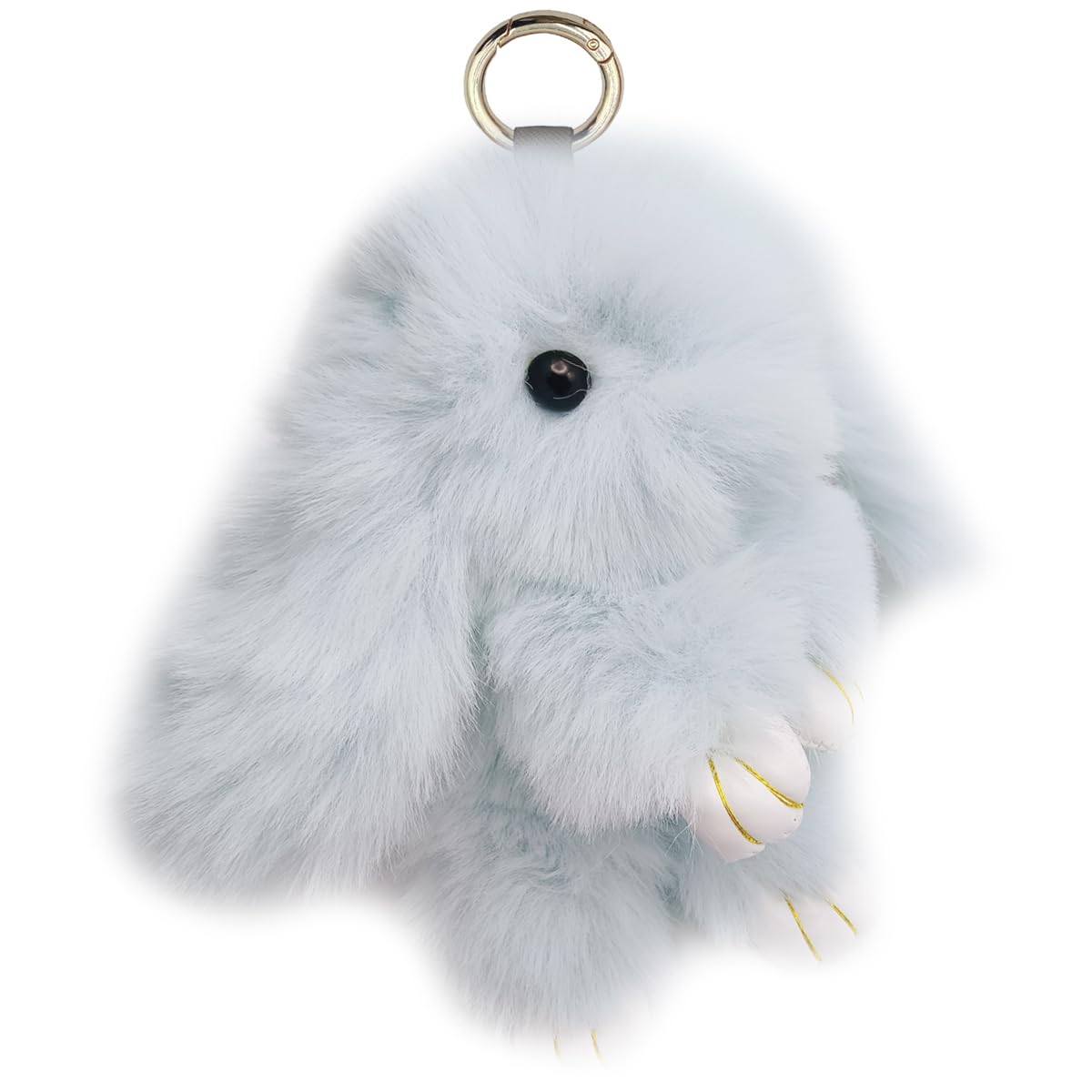 Bunny Keychain Soft Fluffy Rabbit Keychain 7in Handmade Cute Colorful Rabbit Fur Pom Pom Key Rings for Women