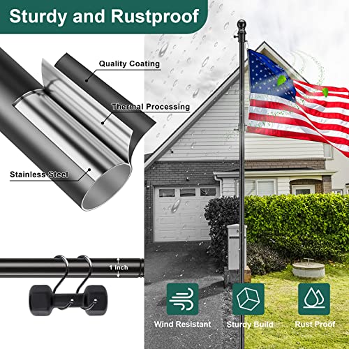 Barcetine 001 Yard Flag Pole For Outside House In Ground - 8.5 Ft Tangle Free Stainless Steel Flagpole thumb #3