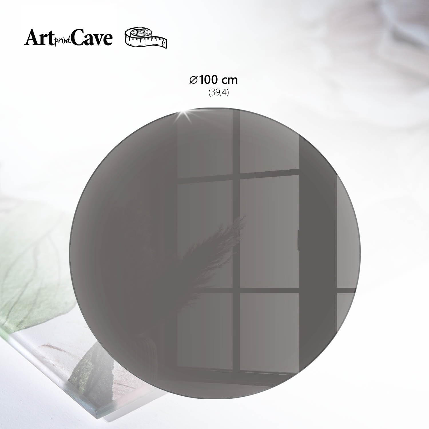 Placa de Cristal 100 cm | Redondo | Espesor 4 mm | Bordes Pulidos | Gris oscuro | para la Cocina y Salón | Vetro Temperato | con Impresión Decorativa | Pies Antideslizantes