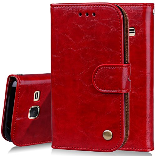 Rfvzubemok Compatible with Samsung Galaxy J1 Mini J105B Wallet Magnetic Closure Case Cover,Compatible with Samsung Galaxy J1 Mini J105B Flip Kickstand Case Red