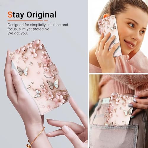 Dfjhure for Samsung A17 4G/5G Case Leather Wallet Protective Galaxy A26 5G Cover with Stand Magnetic Card Holder Flip Folio Shockproof Phone Cases for Samsung Galaxy A17/A26 5G, Pink Butterfly - Image 6