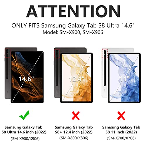 Keyboard Case For Samsung Galaxy Tab S8 Ultra 14.6 Inch 2022, Magnetically Detachable Bluetooth Keyboard, Slim Lightweight Stand Cover With S Pen Holder, Auto Sleep/Wake, Sm-X900/X906, Black #TOP1