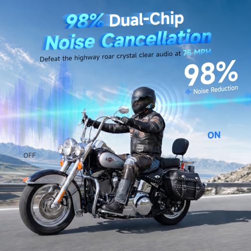 Image of Moman Motorcycle Intercom, 2-Way Intercom Communication Systems(H2E 2 Pack) | Group Helmet Speaker Headset, FM Music Sharing, Hi-Fi Stereo, CVC Noise Cancellation,Audio Multitasking, for Dirt Bike /ATV