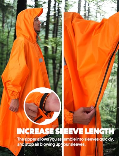 Image of ANYOO Hooded Rain Poncho for Adults Waterproof Lightweight Rain Coat for Men Women Reusable Rain Jacket for Emergency Outdoor