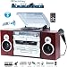 TechPlay Karaoke Enabled, 30W RMS, Retro Classic Turntable, NFC Bluetooth, Double cassette Player/Recorder, CD MP3 player, USB SD ports, AM/FM digital alarm clock and full remote control