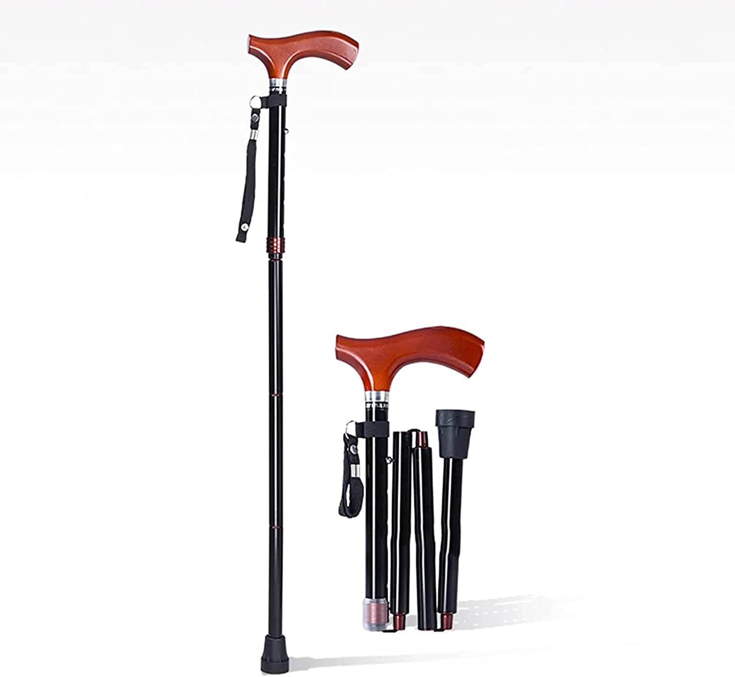 PAASHE Muletas Ligeras, Correa de muñeca Plegable de Aluminio, Bastones para Caminar, bastón Ajustable portátil, Bastones médicos de Viaje