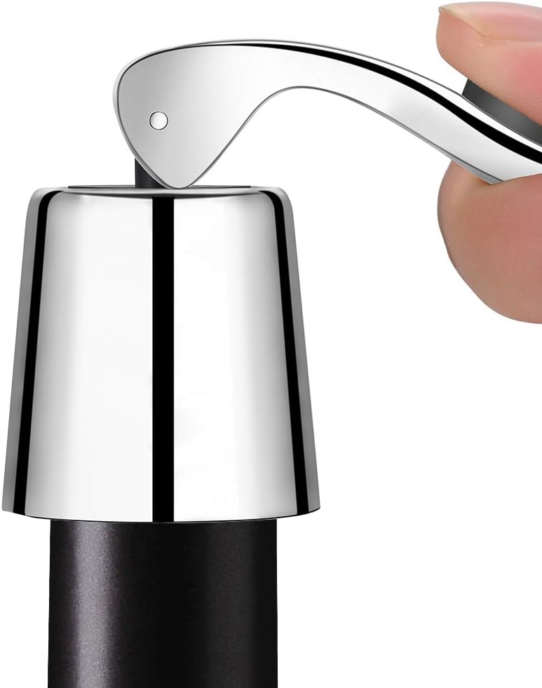 Wine Stopper, SaikerMan Stainless Steel Wine Bottle Plug Saver, Reusable Vacuum Rubber Sealer, Keeps Wine Fresh- 1 PACK