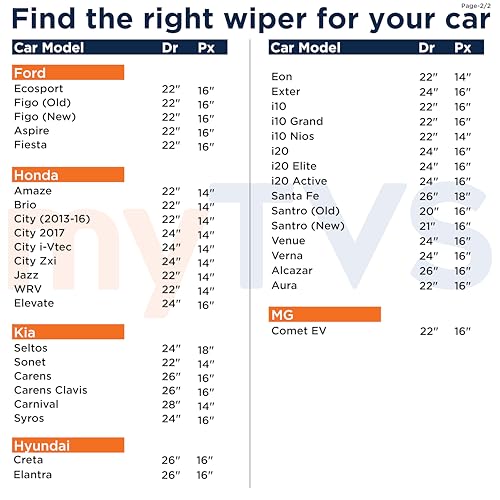 Image of myTVS Frameless Wiper Blade For Front Wind Shield | Size 24 inch Inch