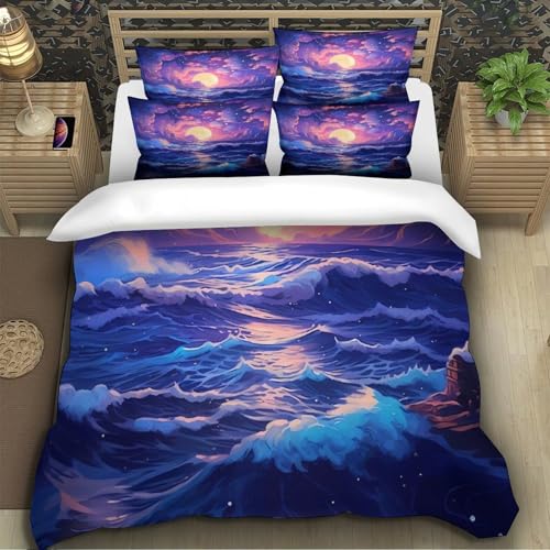 Housse de couette effet 3D ocean parure lit microfibre super douce - 5