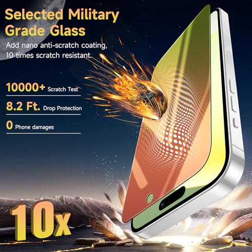 Image of 2 Pack Privacy Screen Protector Compatible for iPhone 17 Pro, Red to Green Gradient Anti-Spy Glass Film, Shatterproof, Anti-Scratch, Touch Sensitive, No Bubbles Installation Tool