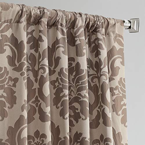 Hpd Half Price Drapes Designer Damask Curtains For Living Room - Faux Silk 50 X 108 (1 Panel), Jqch-201266-108, Astoria Taupe & Mushroom #TOP2