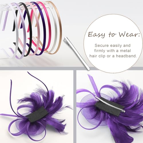 Image of DRESHOW Fascinators Hats for Women Tea Party Fascinator Hats Vintage 50s Headwear Cocktail Wedding Church Derby Hat