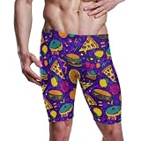 Yoogain Herren-Badehose zum Schwimmen, knielang, Kompressionsshorts für Herren, Lebendige Farben, Obst, Burger, Pizza, bunt, M
