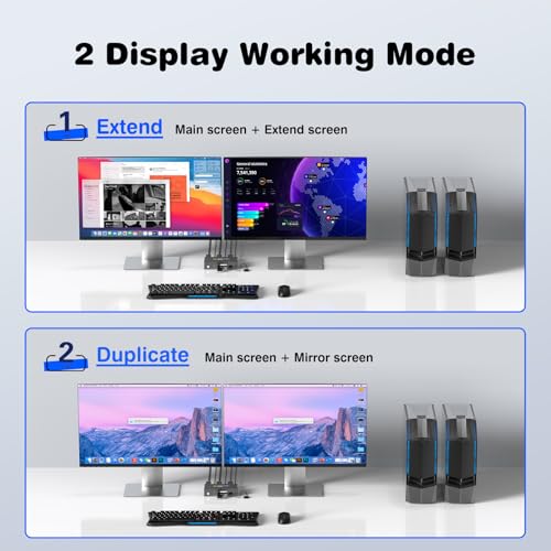 Image of HDMI+Displayport KVM Switch 2 Monitors 2 Computers 8K@60HZ Dual Monitors KVM Switcher for 2 PC /Laptops Share Mouse Keyboard and 2 Screens,with USB3.0 Ports /Wired Controller EDID Adapative