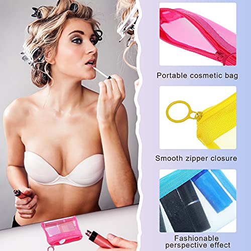 Frienda 15 Pcs Small Zipper Pouch Mini Mesh Pouch with Zipper 4 x 5 Inches in 5 Colors Mesh Bags for Makeup Cosmetics Travel Accessories and Office Supplies Storage4