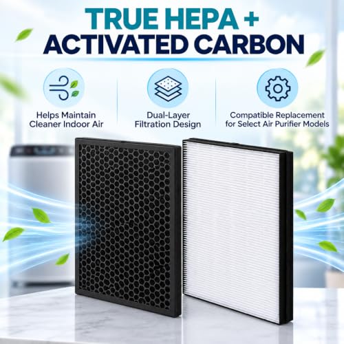 Image of FY1410+FY1413 Activated Carbon + HEPA Filter Set Compatible With Philips Air Purifier Model AC1215, AC1217, AC 1211