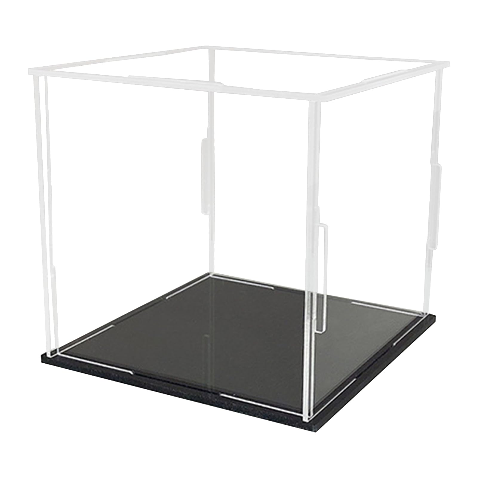 Acryl Transparante Vitrinebox, 30 x 30 x 30 cm, Zelfmontage, Transparante Displaybox Met Werkbladen, Voor Verzamelstukken Met Zwarten Ondergrond
