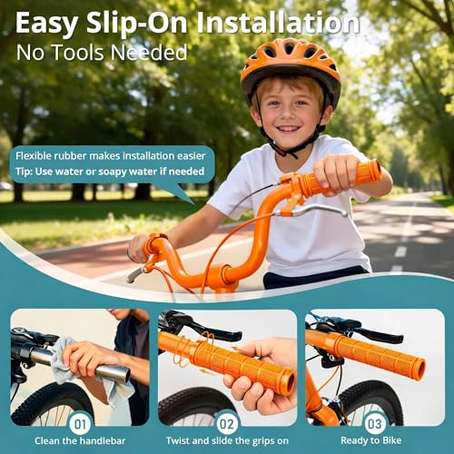 Image of CHUNZEXI 4 PCS Bike Handlebar Grips, Rubber Bicycle Bar Grips Replacement, Non-Slip Handle Grips for Kids Bikes, Scooters, BMX, Mountain & Cruiser Bikes