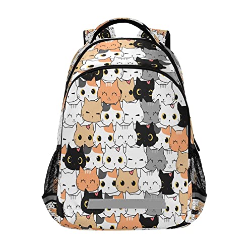 Quteprint Mochila para la escuela, dibujos animados, gato, gatito, mochila de viaje para hombres y mujeres, mochila escolar para libros, bolsa para laptop de 17 pulgadas, mochila casual para niños