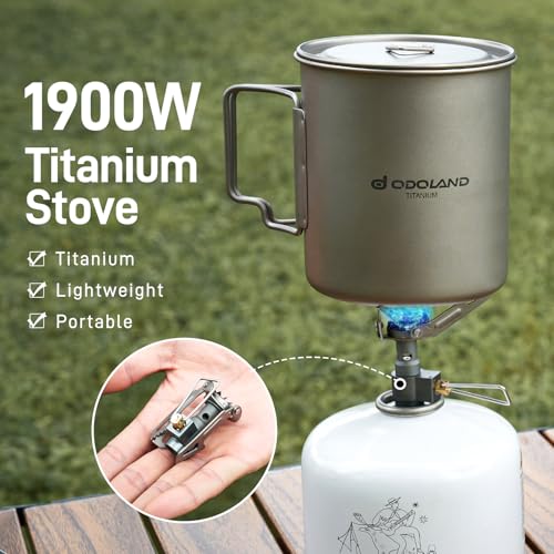 Odoland Titanium Camping Cookware 750ML Titanium Pot with Camping Stove and Spork Portable Pot for Backpacking, Hiking, Traveling and Picnic - Image 5