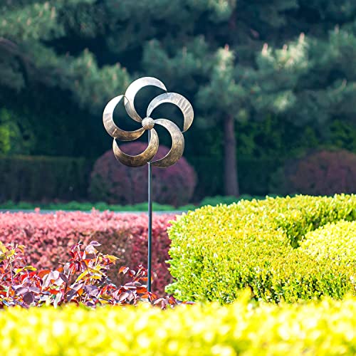 Wind Spinner Iris 61In Single Blade Easy Spinning Kinetic Wind Spinner For Outside – Vertical Metal Sculpture Stake Construction For Outdoor Yard Lawn & Garden #TOP6