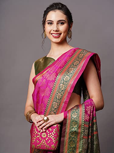 Image of AKHILAM Women's Banarasi Silk Woven Design Saree With Unstitched Blouse Piece (RYLBNR06 Parent)
