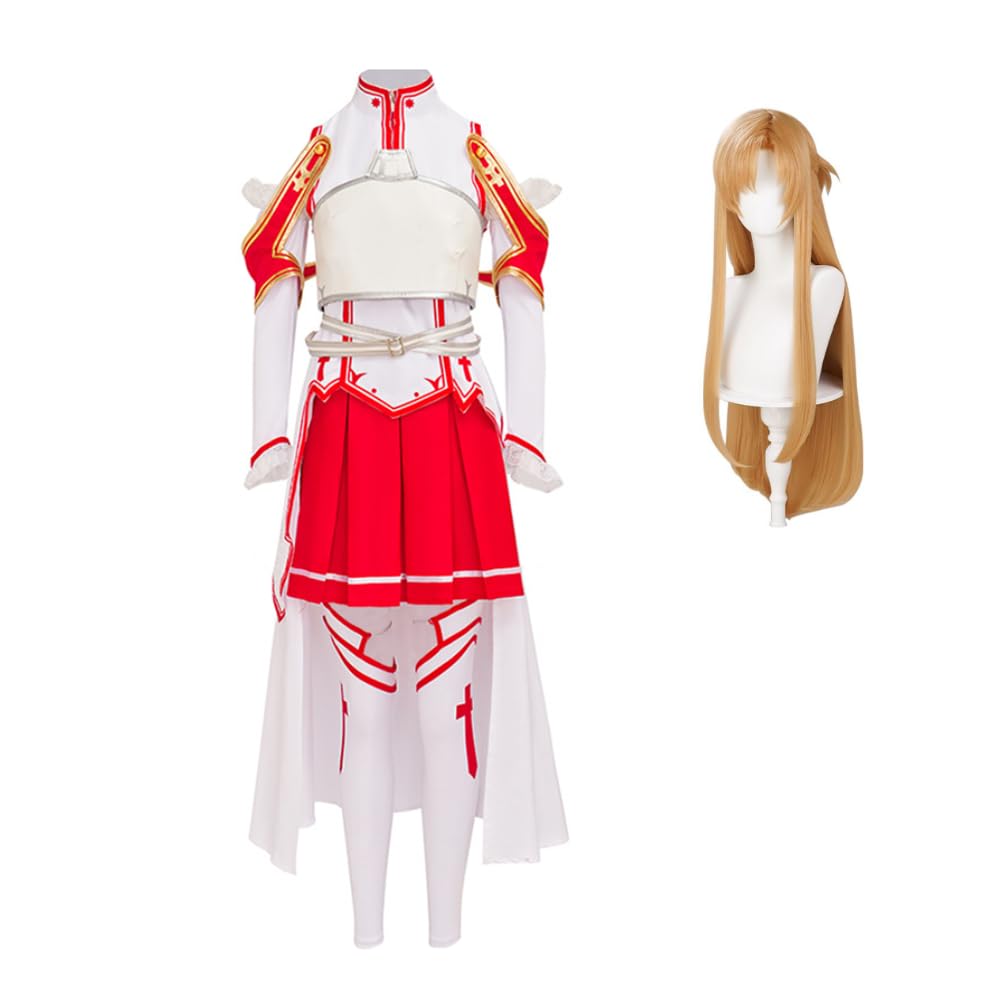 Zhongkaihua Yuuki Asuna Cosplay Costume Battle Uniform Anime Girl Asuna Outfit Suit Full Set Halloween Carnival Party Performance Costumes